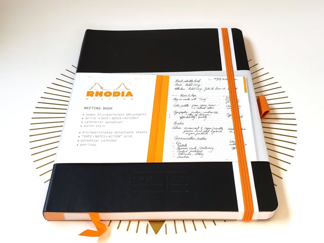 Rhodia A5 Webnotebook Hardcover leather wrap cover - red Buttero leather